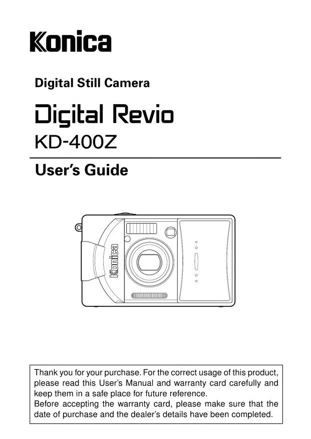 Konica Revio KD-400Z Digital Camera : Free Download, Borrow, and